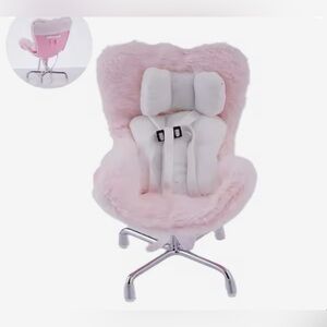 Plush Pink and White Labubu Chair/car seat